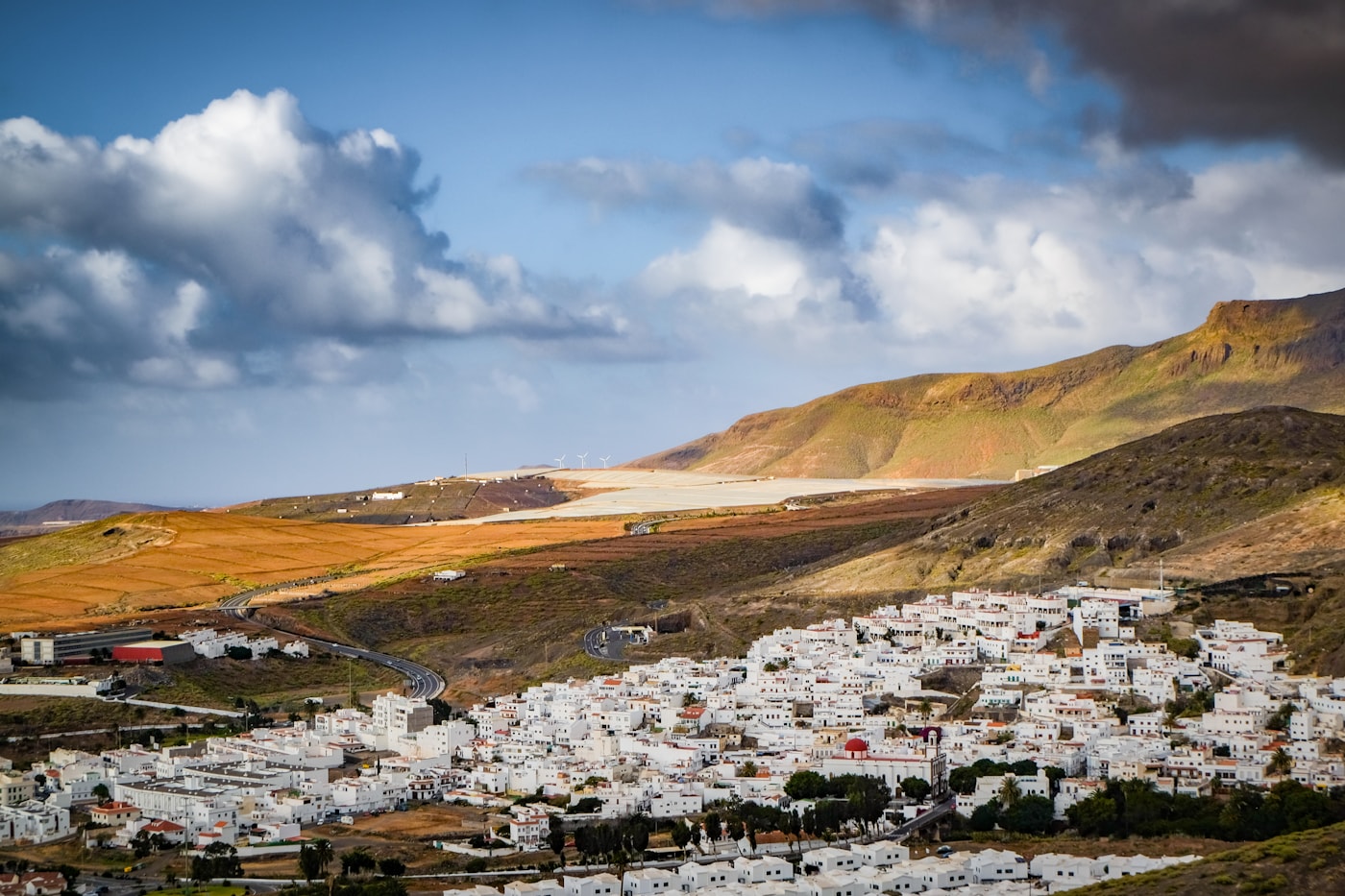 A white-washed lane with palms in Vejer de la Frontera
