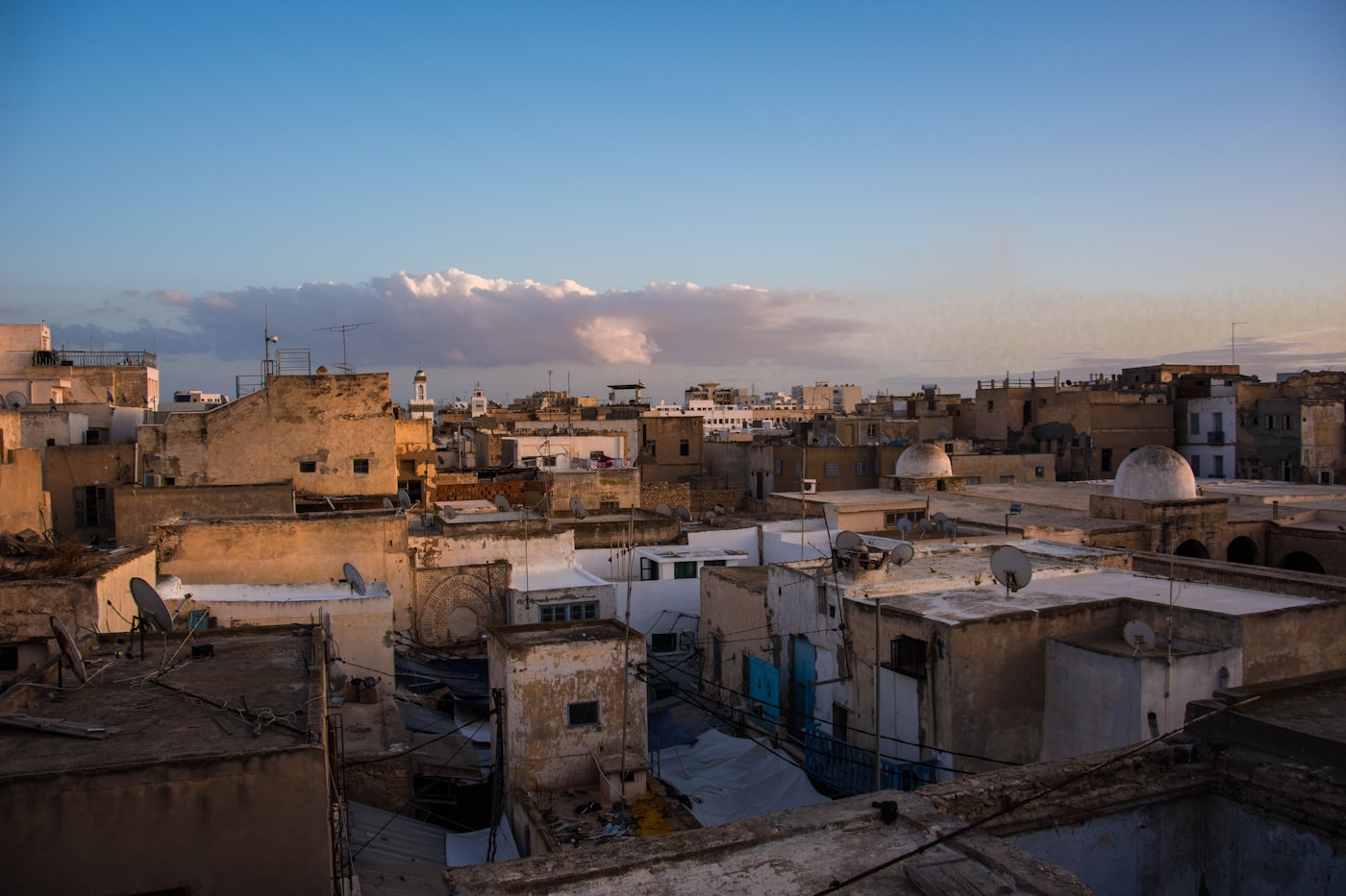 A golden-hour view across the medina of Sfax